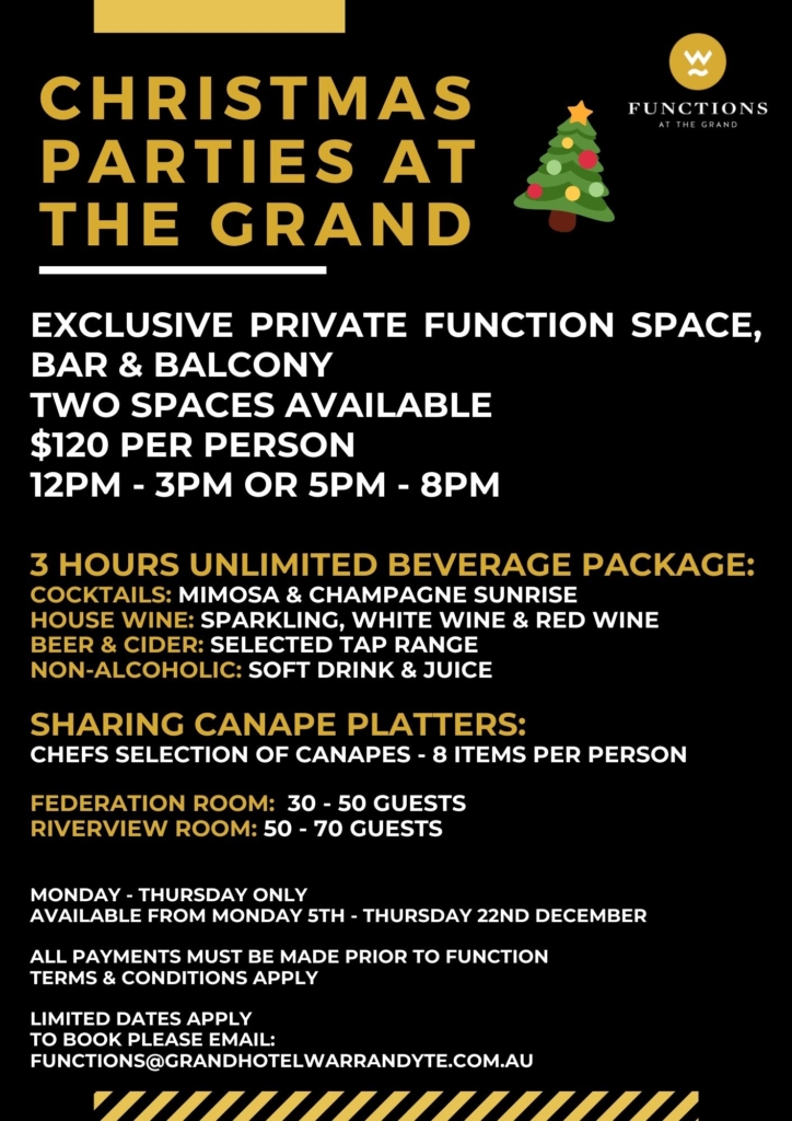 All Inclusive Christmas Party with 3 hours of Food and Beverages! The